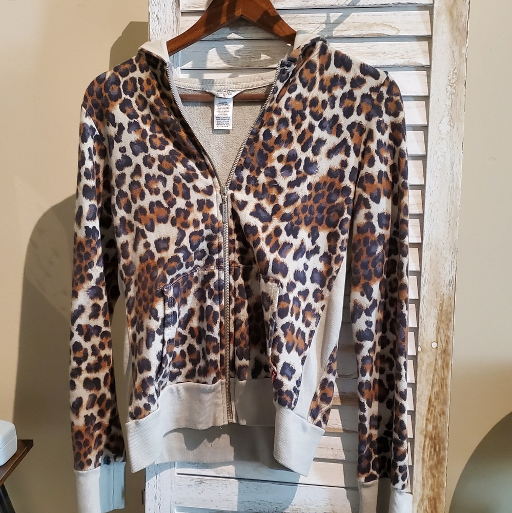 hard tail zip up leopard hoodie Small